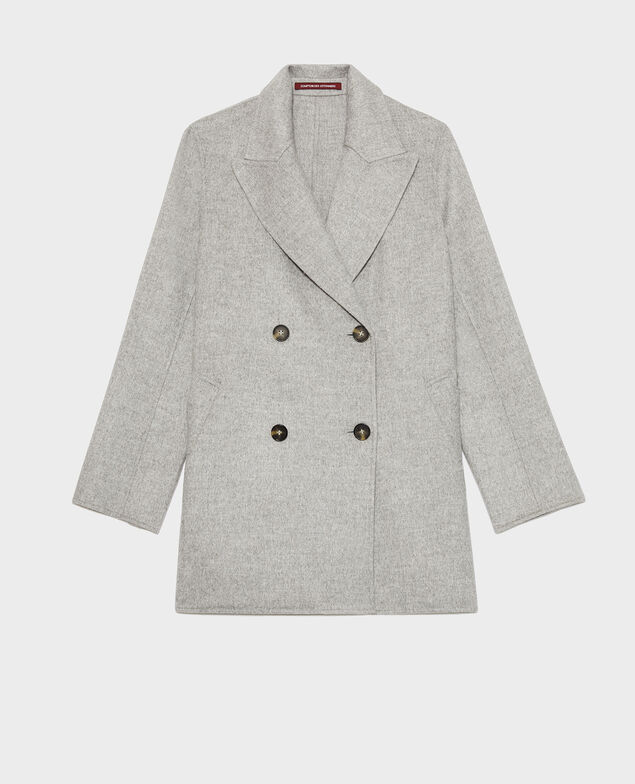 Double-sided wool pea coat Light grey