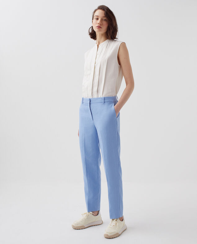 MARGUERITE - Linen cigarette trousers H612 bel air blue