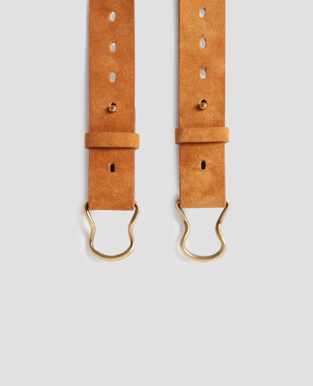 Skinny suede belt H323 camel