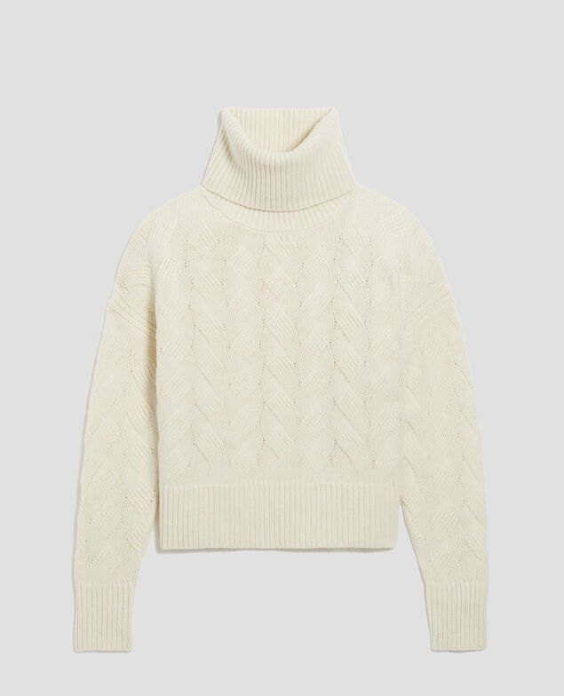 Wool roll neck jumper I010 glass green beige