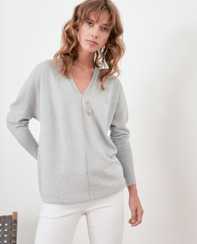 Oversize cotton and cashmere jumper Light grey