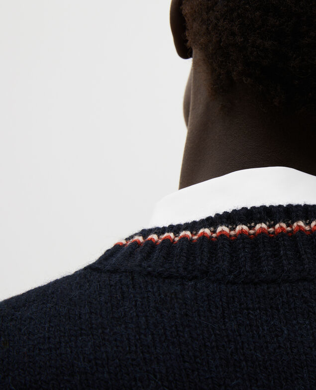 Sleeveless alpaca wool jacquard jumper Black brandy lighttaupe jacquard