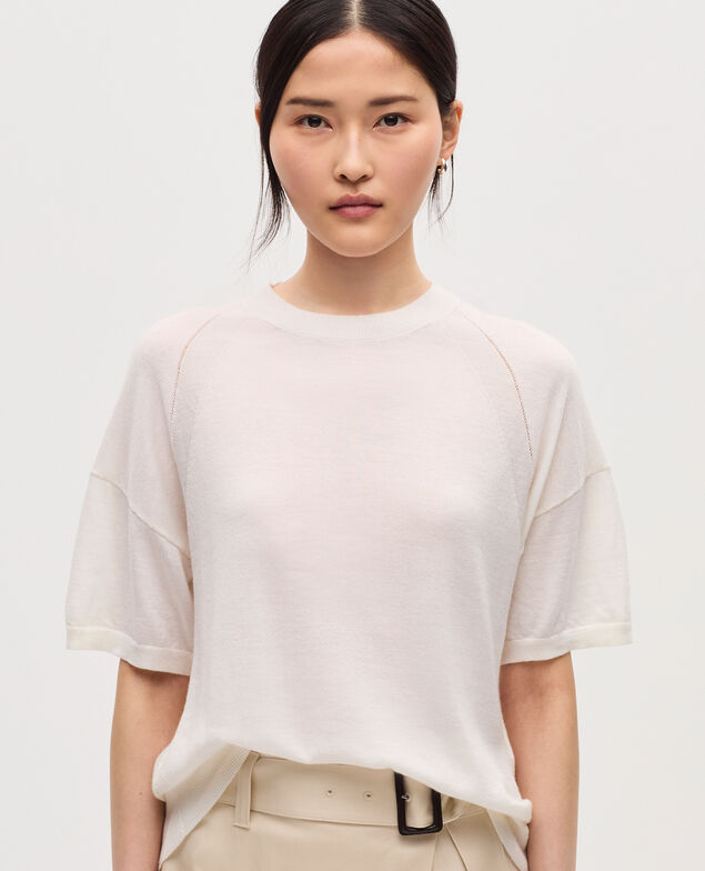 Merino wool and silk jumper H013 gardenia