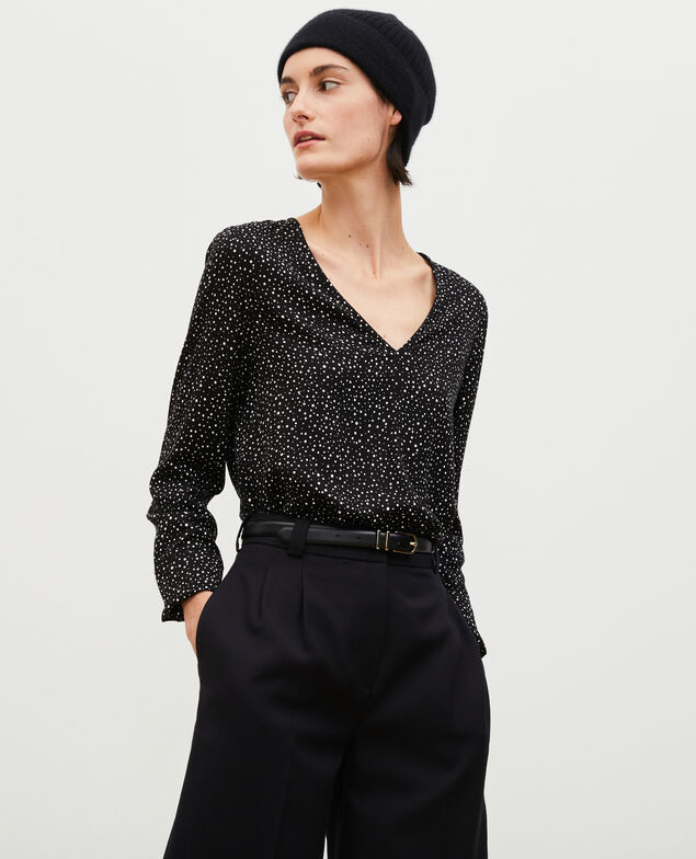 Printed long-sleeve top Print constellation black