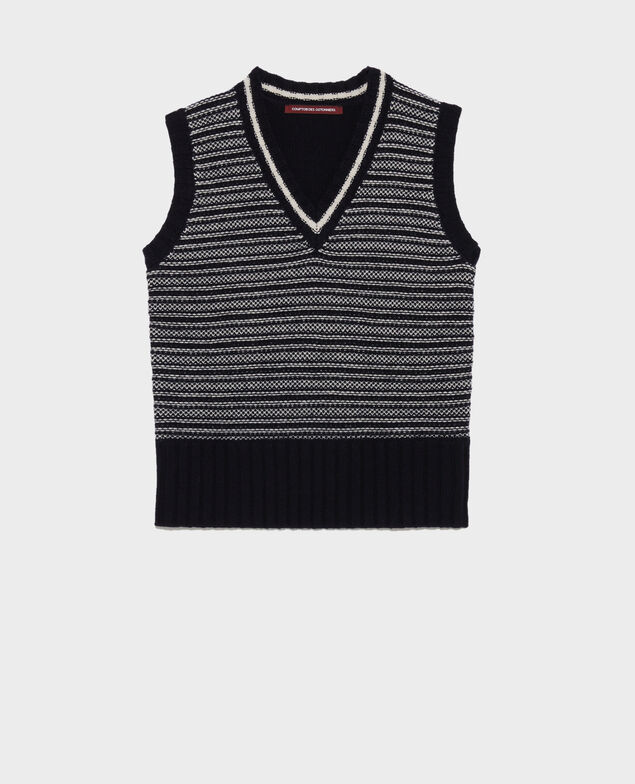 Sleeveless jacquard new wool jumper 6031c jaqrd nv