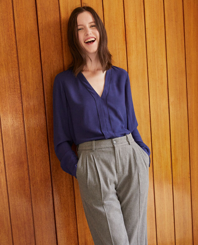 V-neck blouse Medieval blue