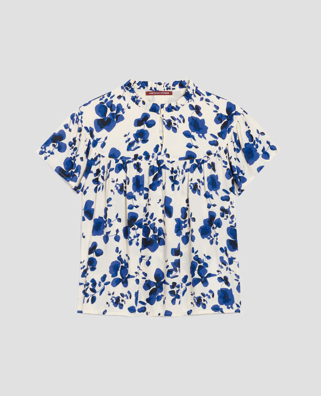 Short-sleeve Fluid blouse I302 floral white
