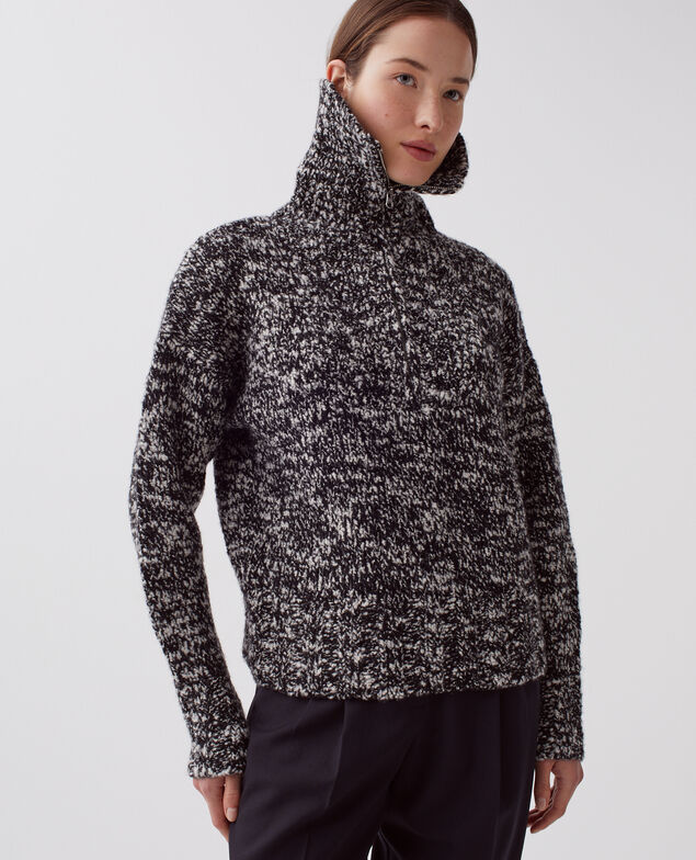 Half-zip jumper I099 boucle blk/white