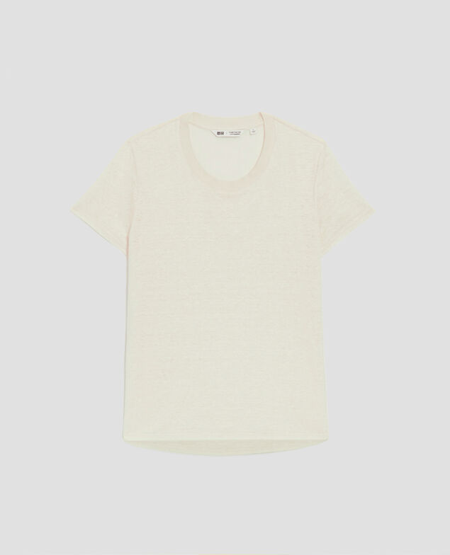 AMANDINE -  Linen round neck t-shirt H410 tender yellow