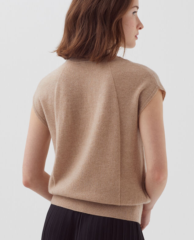 Sleeveless cashmere jumper I320 savannah tan
