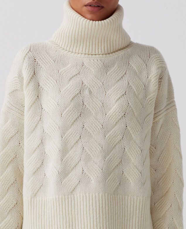 Wool roll neck jumper I010 glass green beige