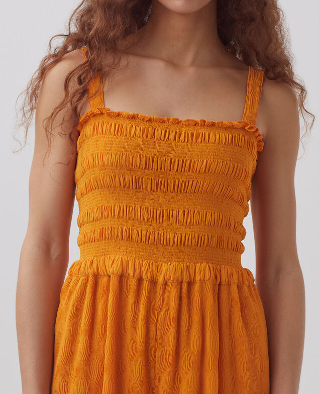 Silky smock jumpsuit H221 orange butter