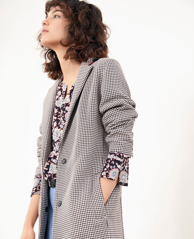 Houndstooth jacquard coat Red