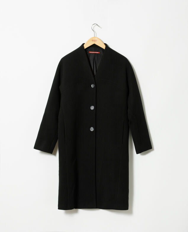 Collarless coat Noir