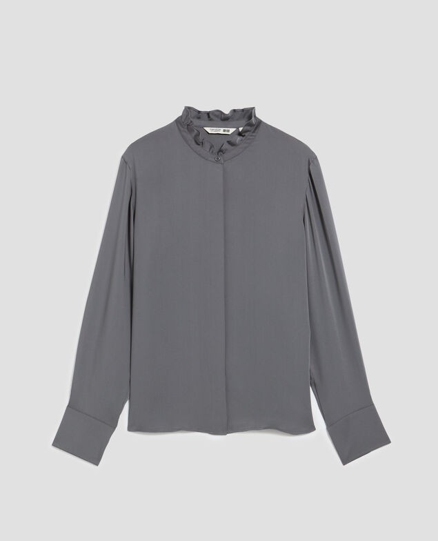 Fluid ruffled shirt U060 grey