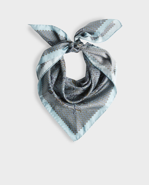 Printed silk scarf Stone blue