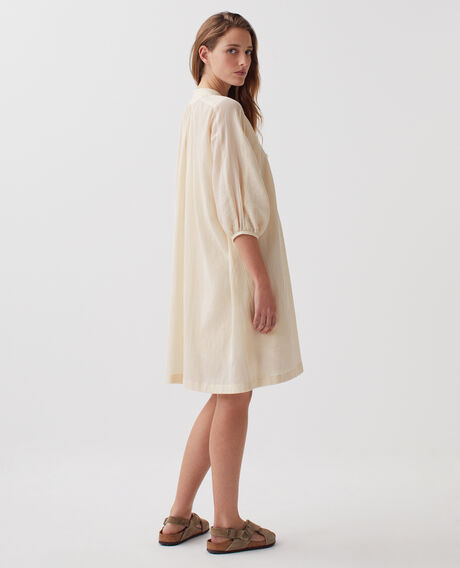 Loose crinkle cotton mini dress J300 natural