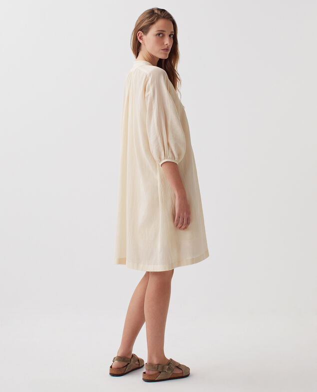 Loose crinkle cotton mini dress J300 natural