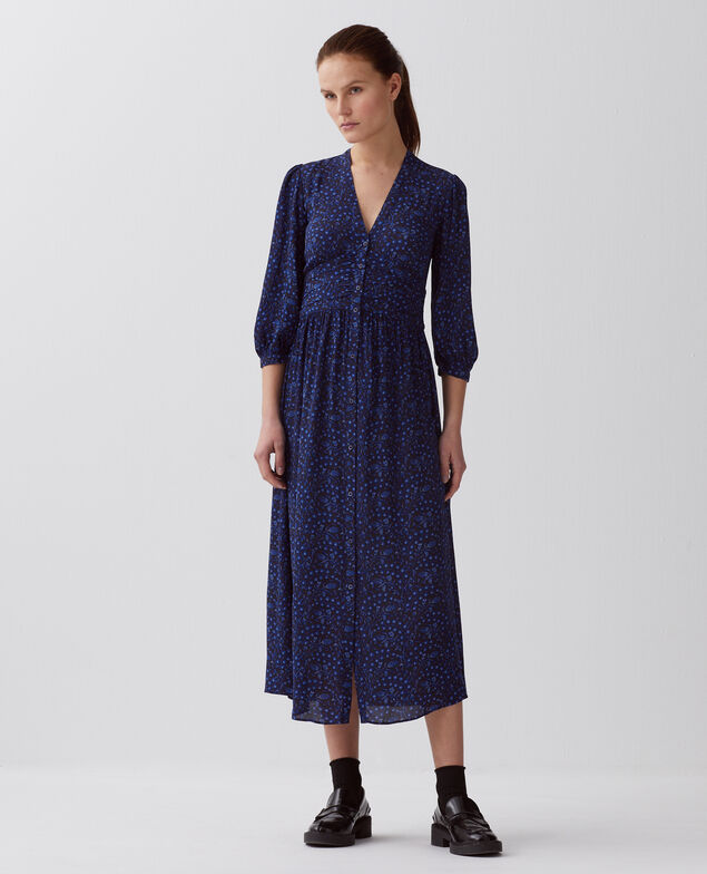 Silky maxi dress I662 batik navy