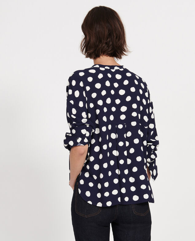 Straight-cut blouse Dots maritime blue