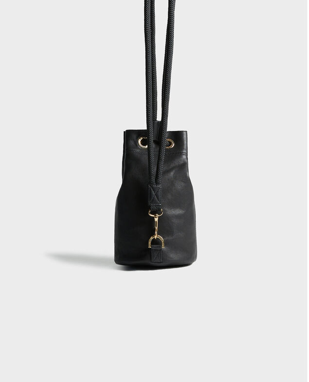 Small leather bucket bag Black beauty