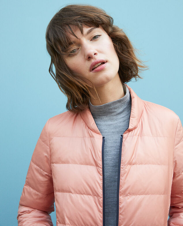 Reversible padded jacket with packable hood Navy/rose clay
