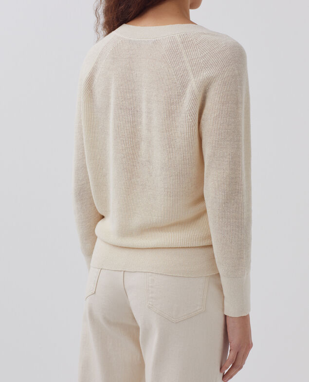 Linen V-neck jumper H303 white swan