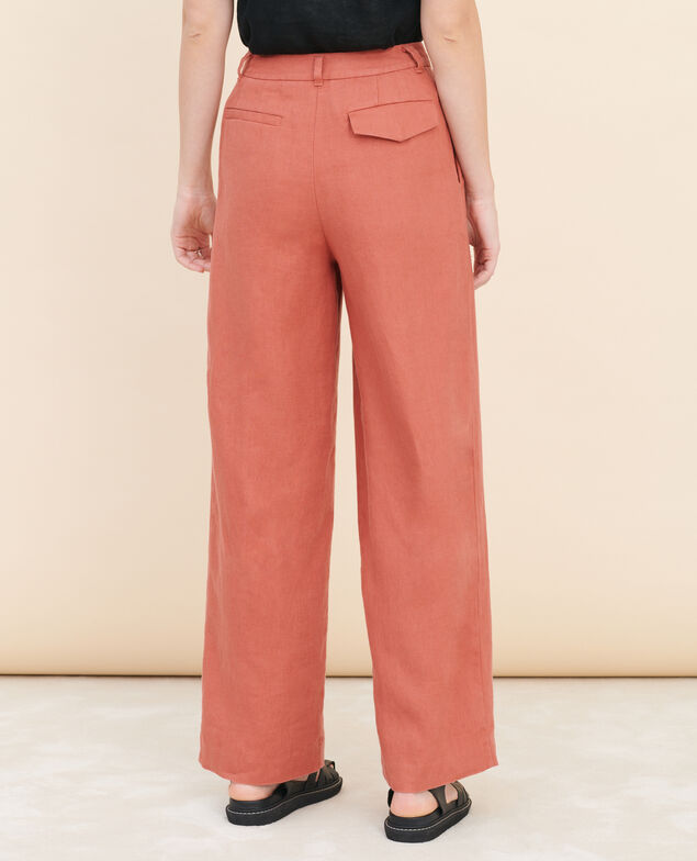 YVONNE - Wide linen trousers 7200c 13 red