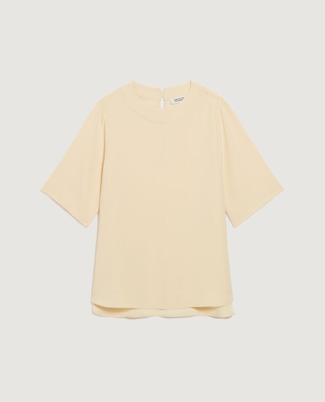 Silky crepe top K300 ecru beige