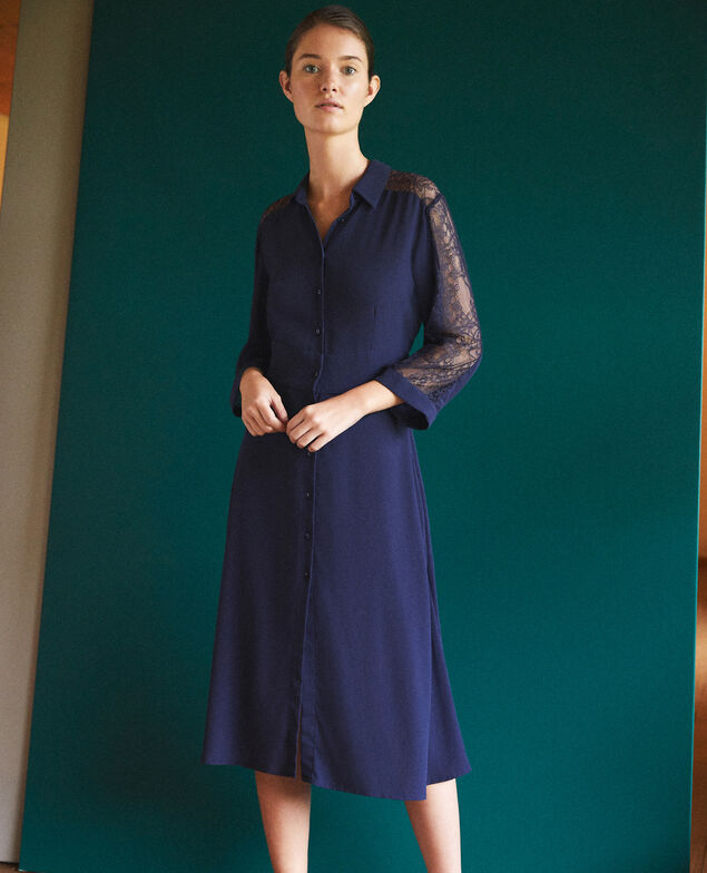 Dress with lace Blue