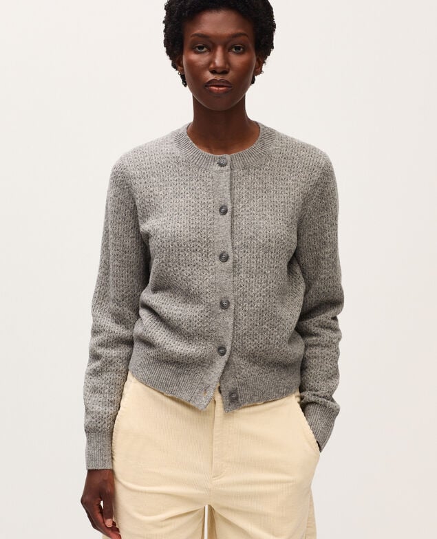 Round neck cardigan  U020 light gray