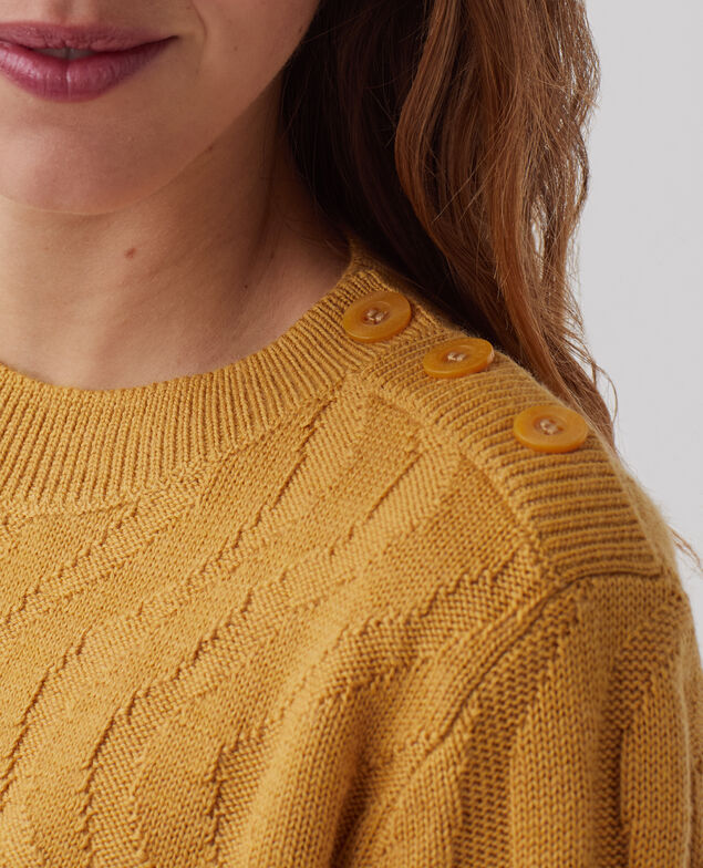 Round neck merino wool jumper J490 mustard gold
