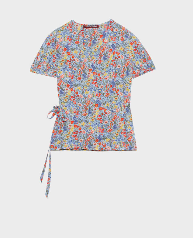 Printed wrap top Prairie blue heron