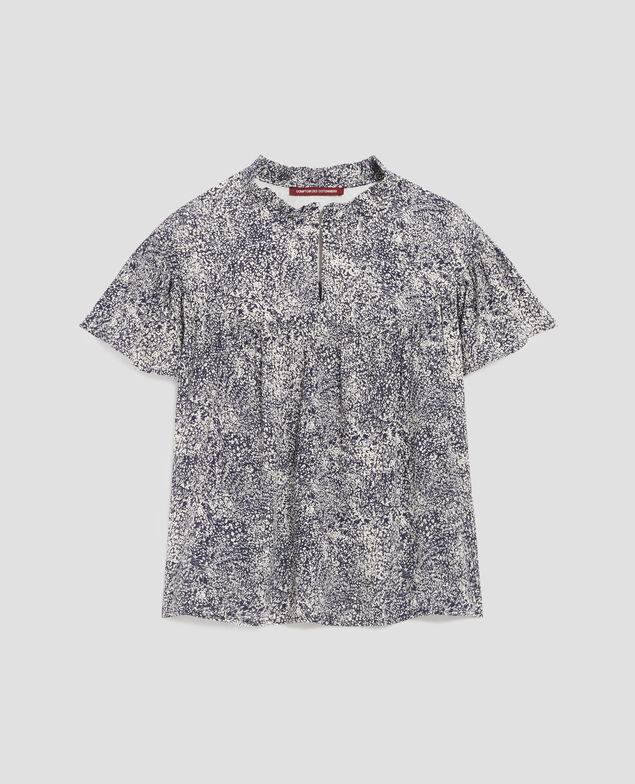 Short-sleeve Fluid blouse H690 micro fl navy
