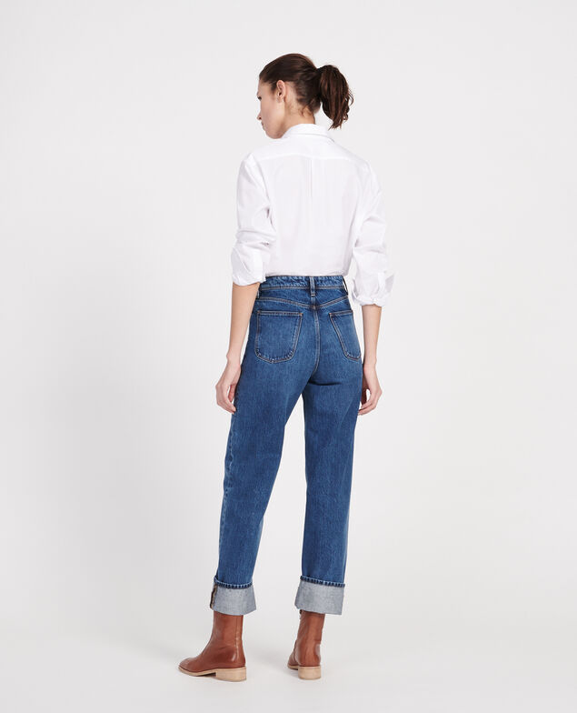 Straight-cut high-waisted jeans Denim medium wash