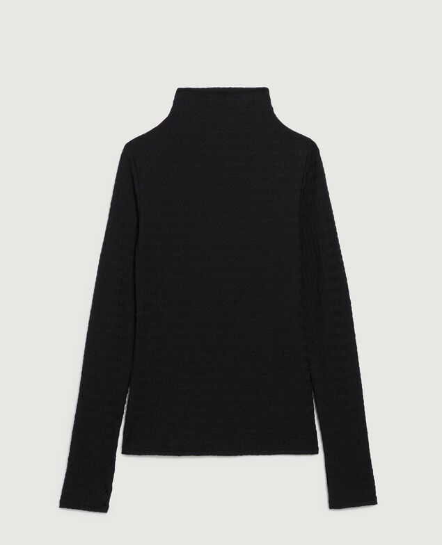 Textured high neck top H091 black beauty