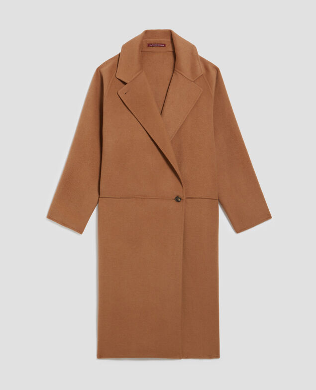 Double-sided long coat I340 toasted coconut
