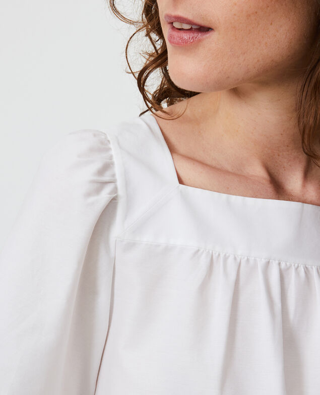 Cotton and silk top Brilliant white