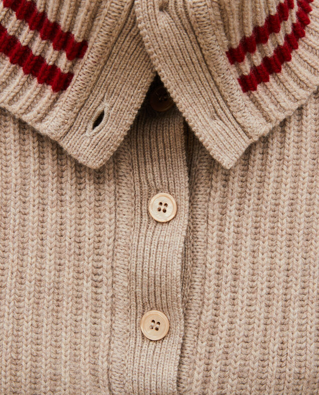 Wool half-neck jumper with a wide collar Latte