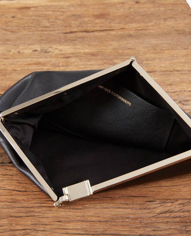 Leather clutch bag Noir