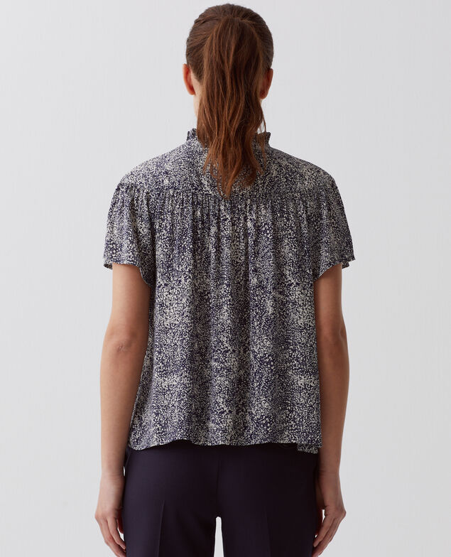 Short-sleeve Fluid blouse H690 micro fl navy
