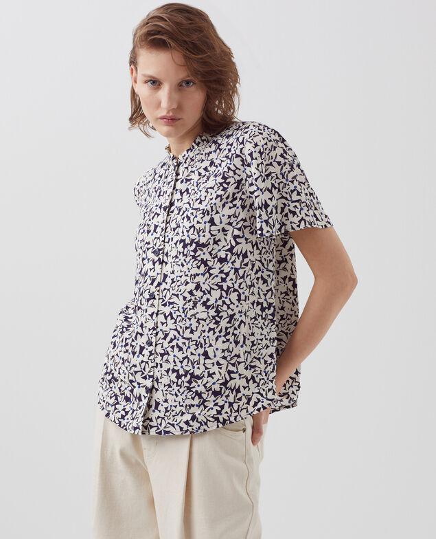 Short-sleeve fluid blouse H000 petal blue