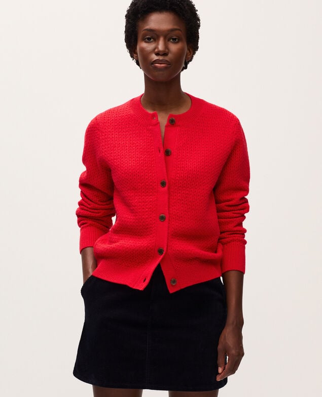 Round neck cardigan  U150 red