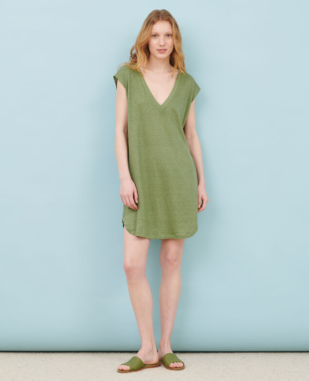 Linen mini dress 52 green