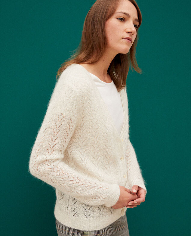Mohair blend cardigan White
