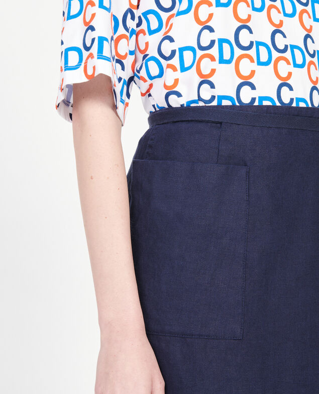 Linen wrap skirt Maritime blue
