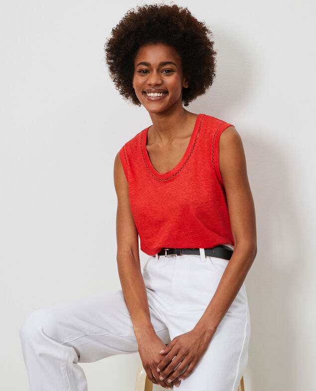 Linen tank top Fiery red