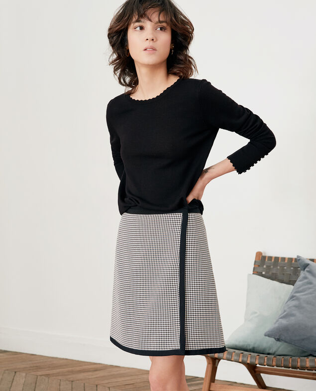 Houndstooth jacquard skirt Red