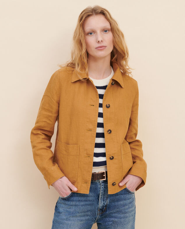 Panama linen work jacket 36 brown