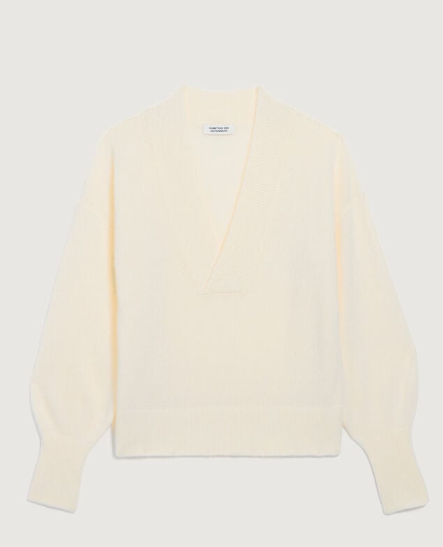 V-neck cashmere jumper K300 ecru beige